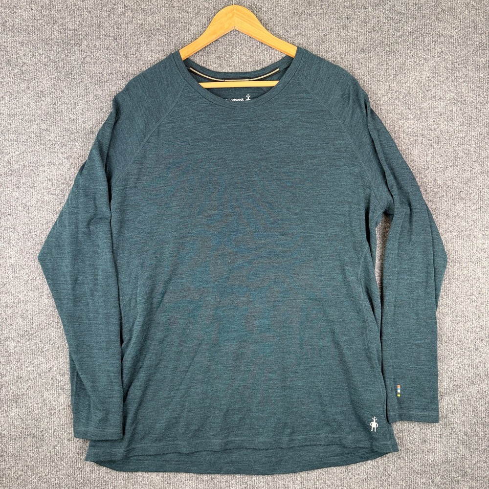 Smartwool Classic thermal Merino Base Layer Crew Shirt Womens 3X Blue 100% Wool